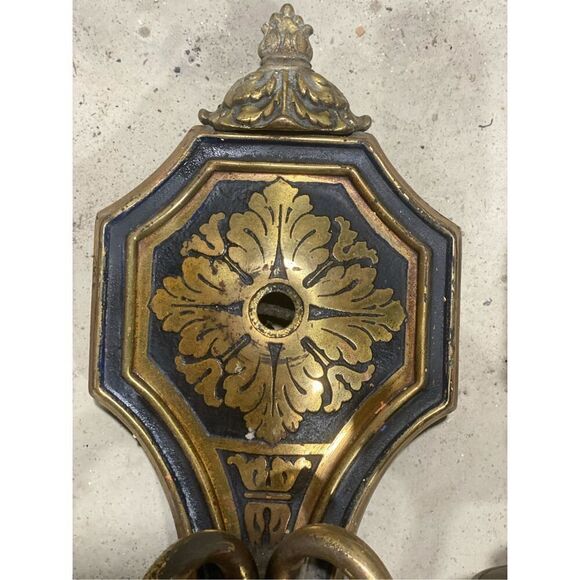 Antique Neoclassical Style Silver Tone Dual Arm Wall Sconce for repair - Picture 3 of 7